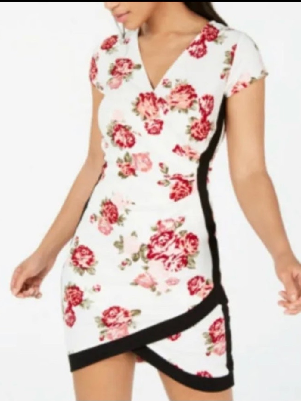 Almost Famous Brand Framed Wrap Floral Bodycon Dress